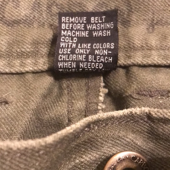 Carbon Jeans with belt mens size 34X32 olive green - Picture 5 of 13